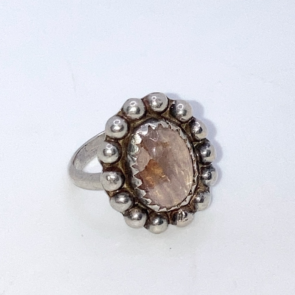 𝅺vtg Taxco Sterling Silver Citrine Stone Ring Eagle 3 Stamp Sz 4.75